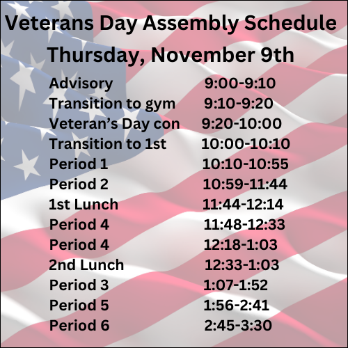 veterans day bell schedule